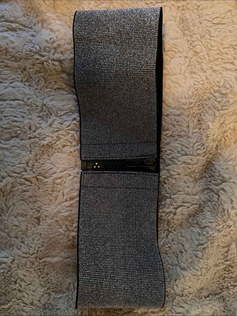 H&M Black and Gray Textured Elastic Waist Belt
